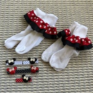 Toddler Custom Minnie Socks and Hair Clips Disney Trip